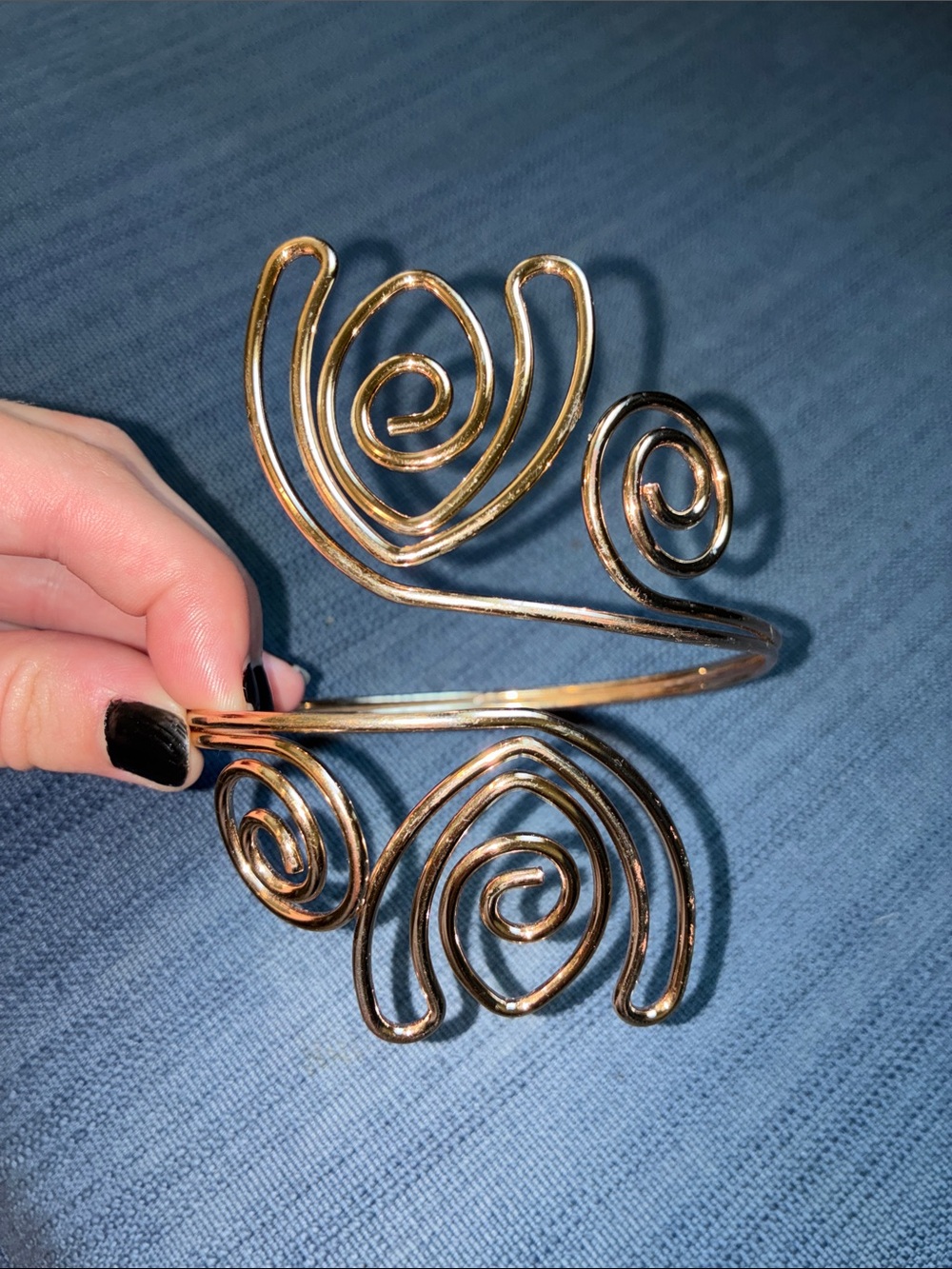 Gold Swirl Open Cuff Bracelet Watch Accent for Women
